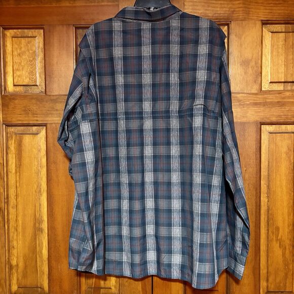 Columbia Omni Shade Shirt Men's XXL UPF 30 Plaid Gray Brown Roll Tab Sleeve NEW - Picture 3 of 10